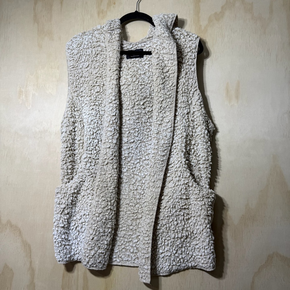 Love Tree Women's Long Sherpa Faux Fur Hooded Vest GC Size L